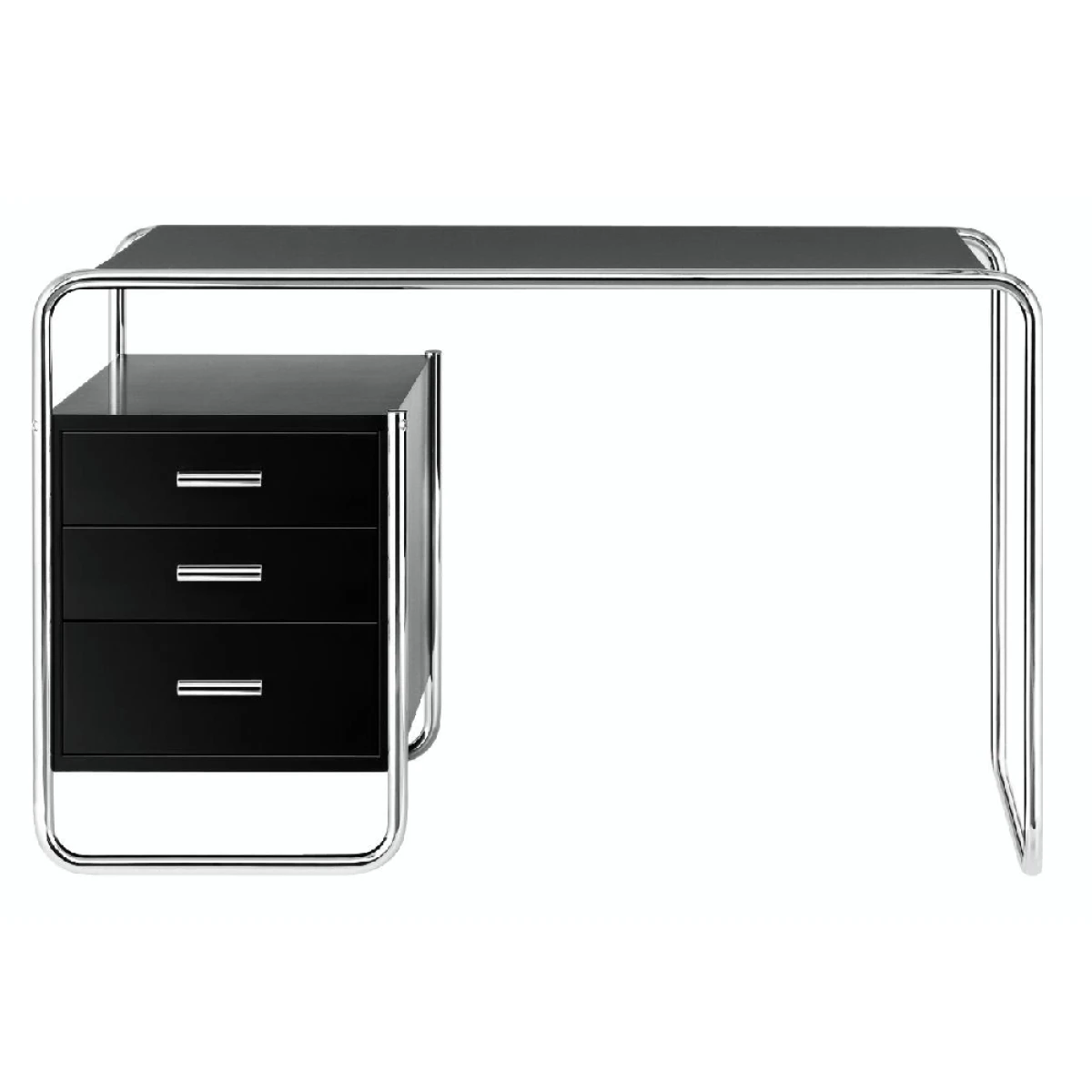 Thonet Schreibtisch S285-2 Schwarz gebeizt TP29 - Korpusse links, chrom Gestell Thonet Schreibtisch S285-2 Schwarz gebeizt TP29 - Korpusse links, chrom Gestell