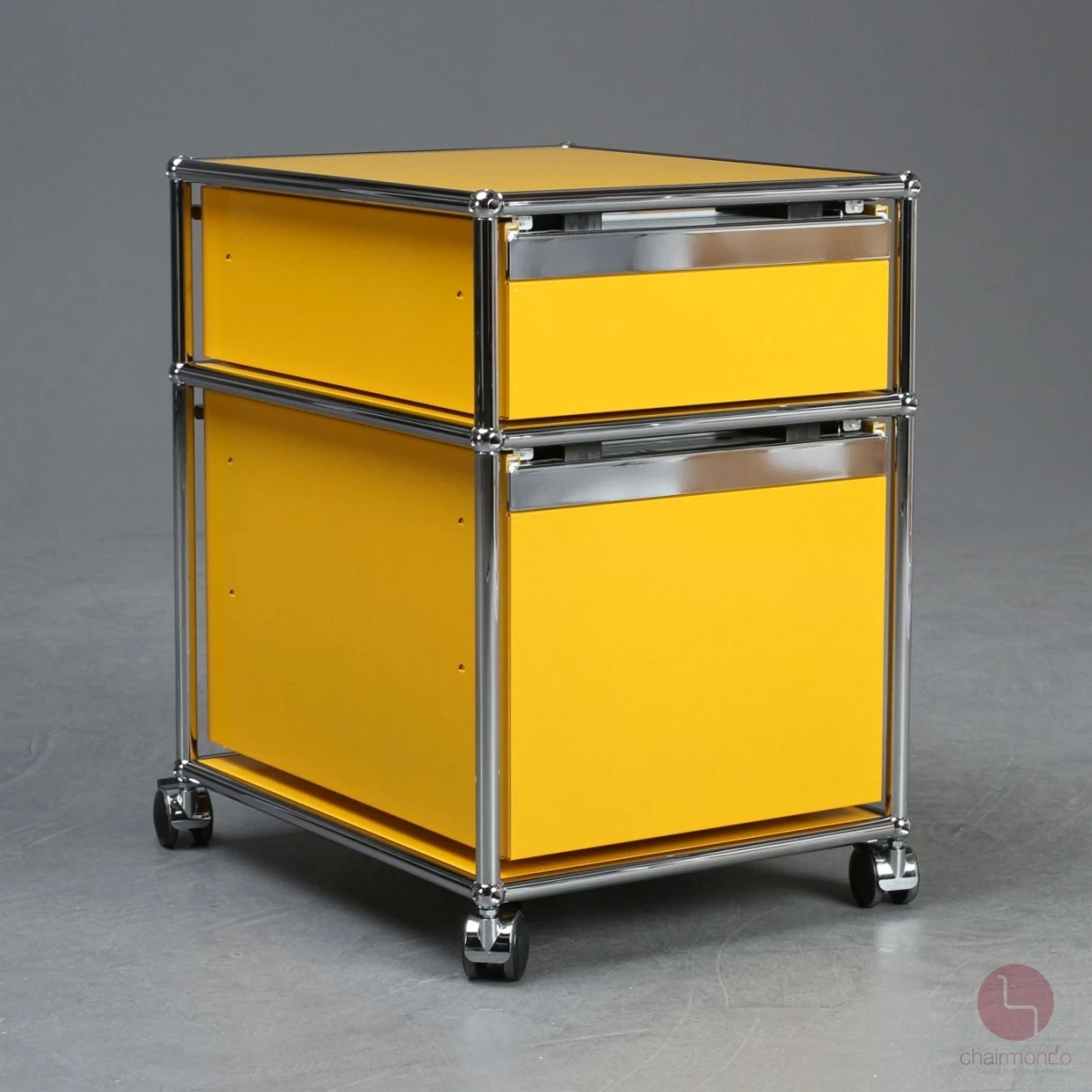 USM Haller Rollcontainer Gelb mit zwei Schubladen