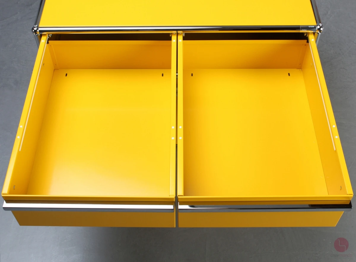 USM Haller Bürocontainer gelb mit Schubladen und Schubfach gebraucht