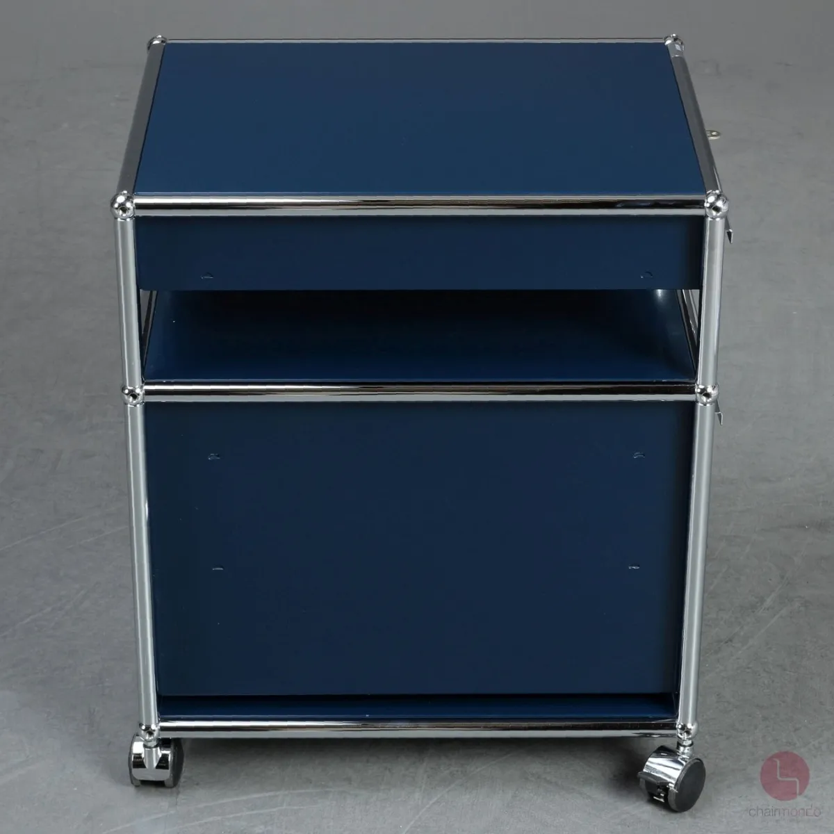 USM Haller Rollcontainer Stahlblau mit zwei Schubladen gebraucht