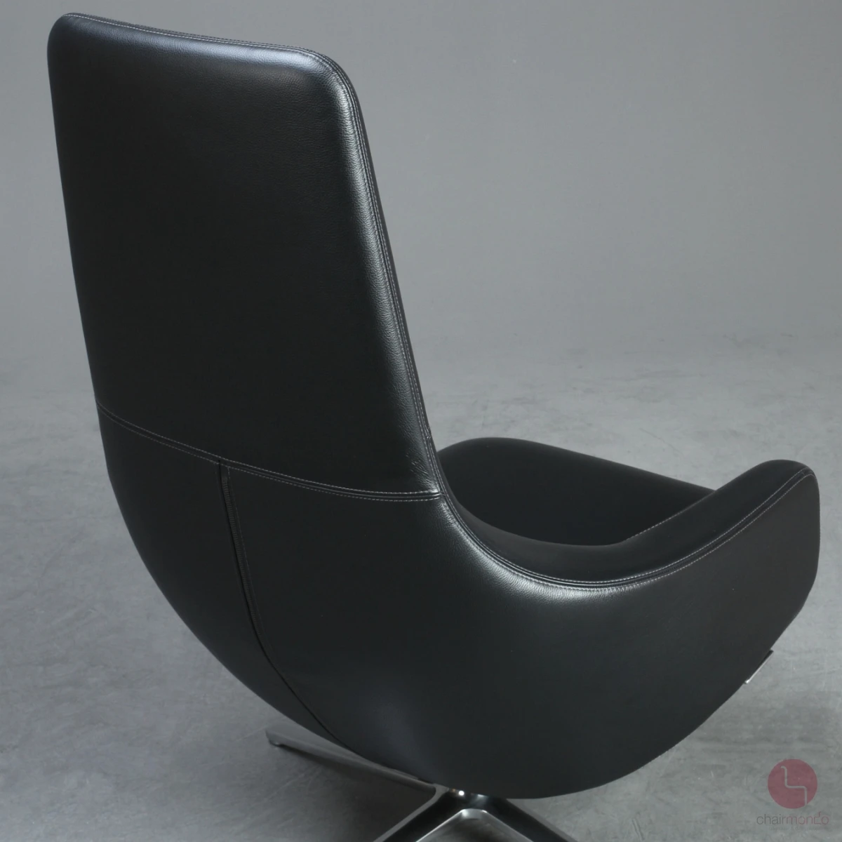 Vitra Repos Sessel Leder Schwarz und Fußbank gebraucht