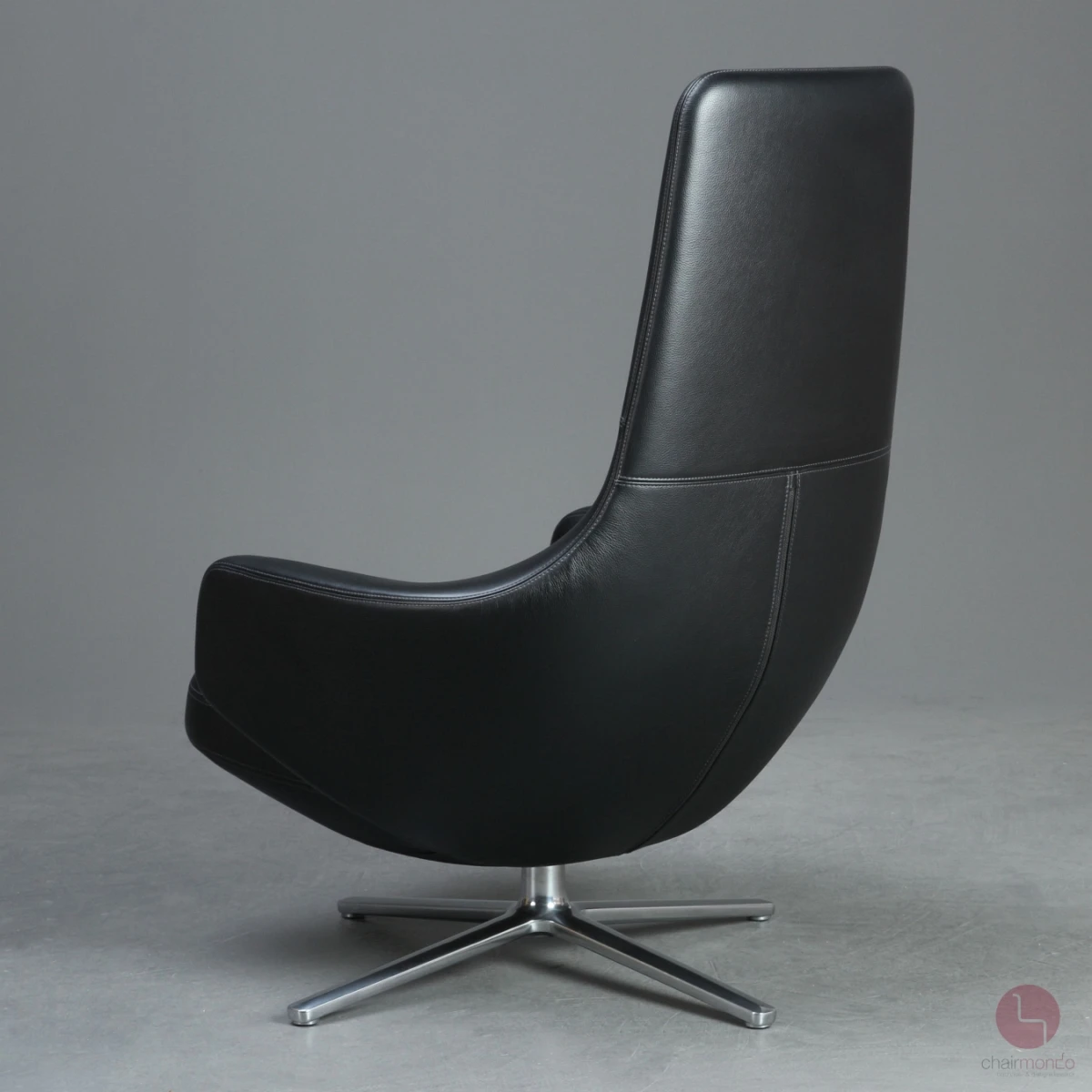 Vitra Repos Sessel Leder Schwarz und Fußbank gebraucht