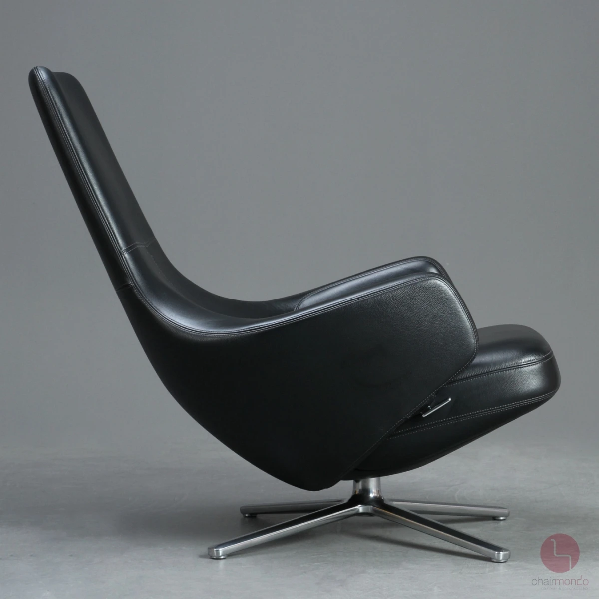 Vitra Repos Sessel Leder Schwarz und Fußbank gebraucht