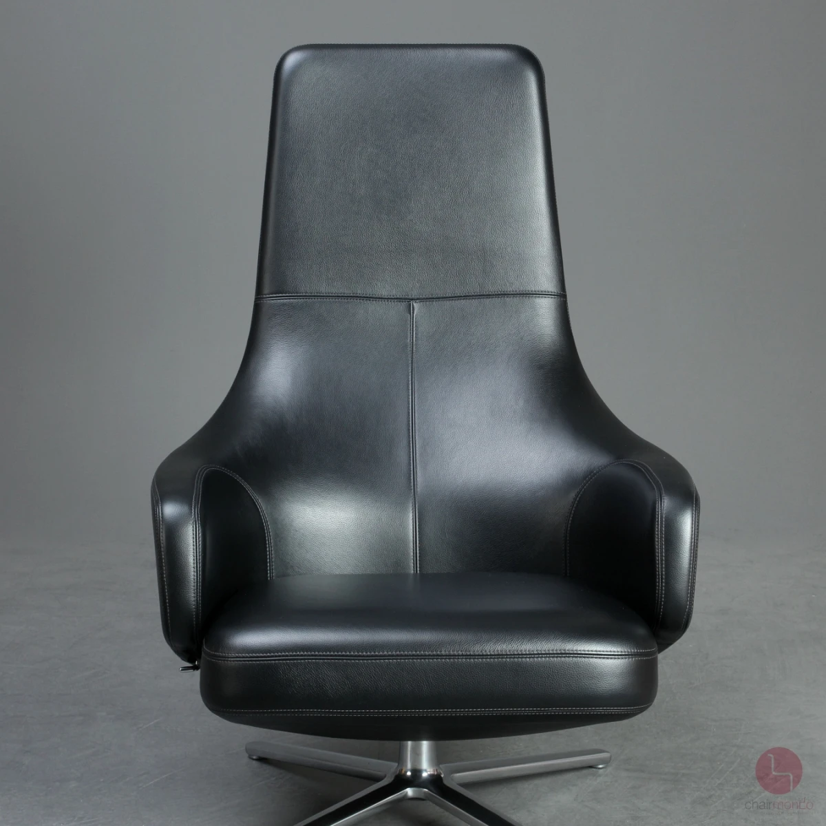 Vitra Repos Sessel Leder Schwarz und Fußbank gebraucht