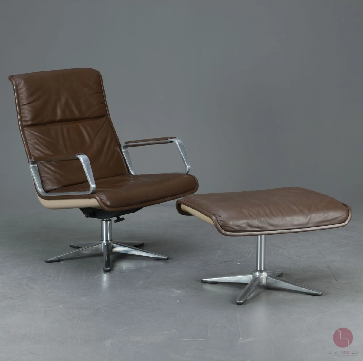 Wilkhahn Lounge Sessel und Ottomane Leder braun - gebraucht