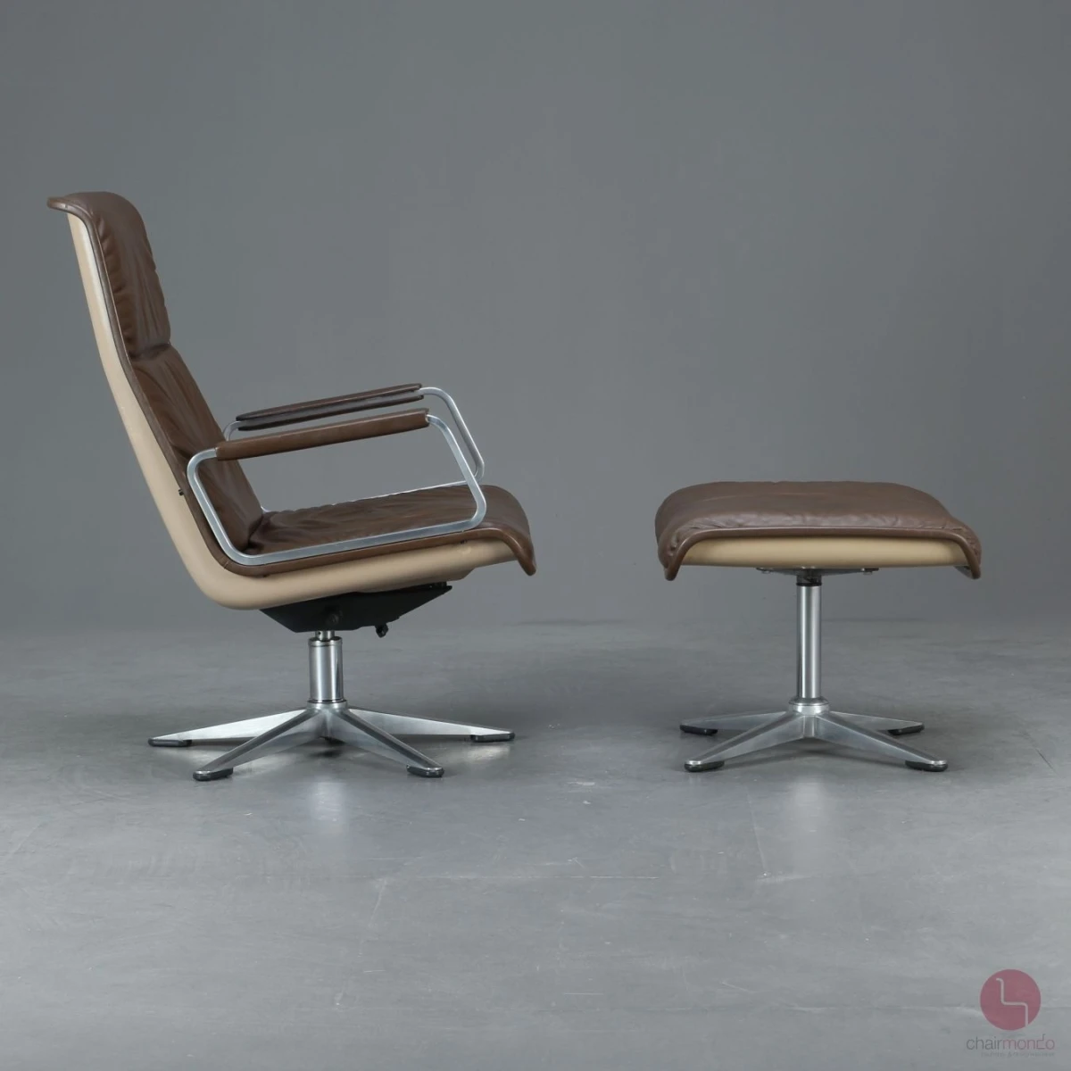 Wilkhahn Lounge Sessel und Ottomane Leder braun - gebraucht