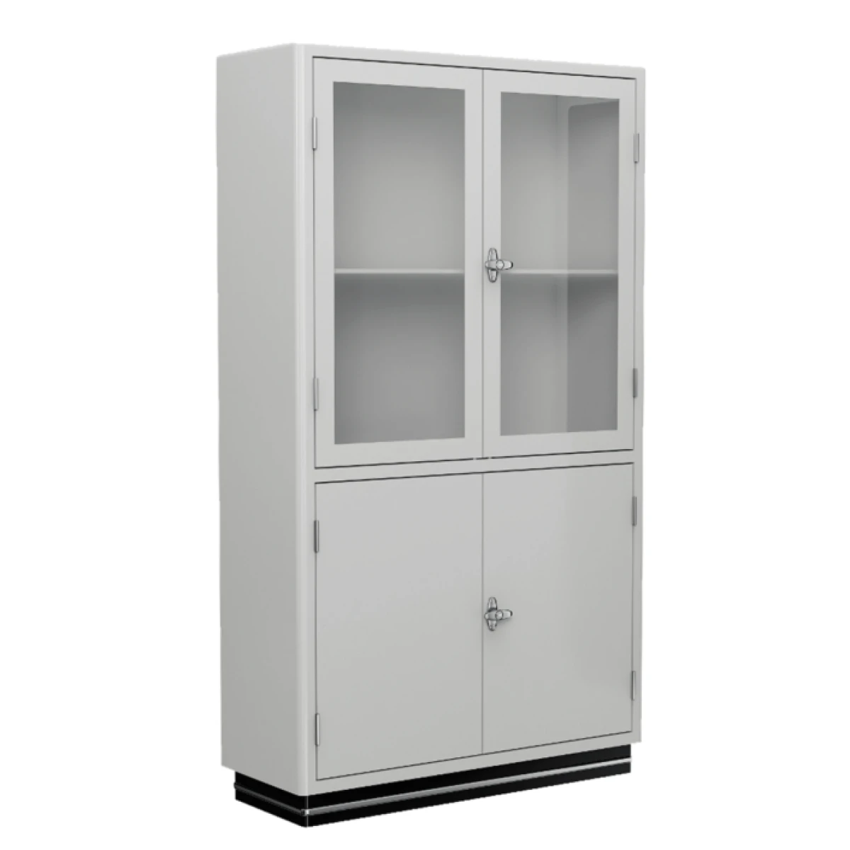 müller möbelfabrikation SB424 Vitrine mit Glas und Metall Türen in weiß