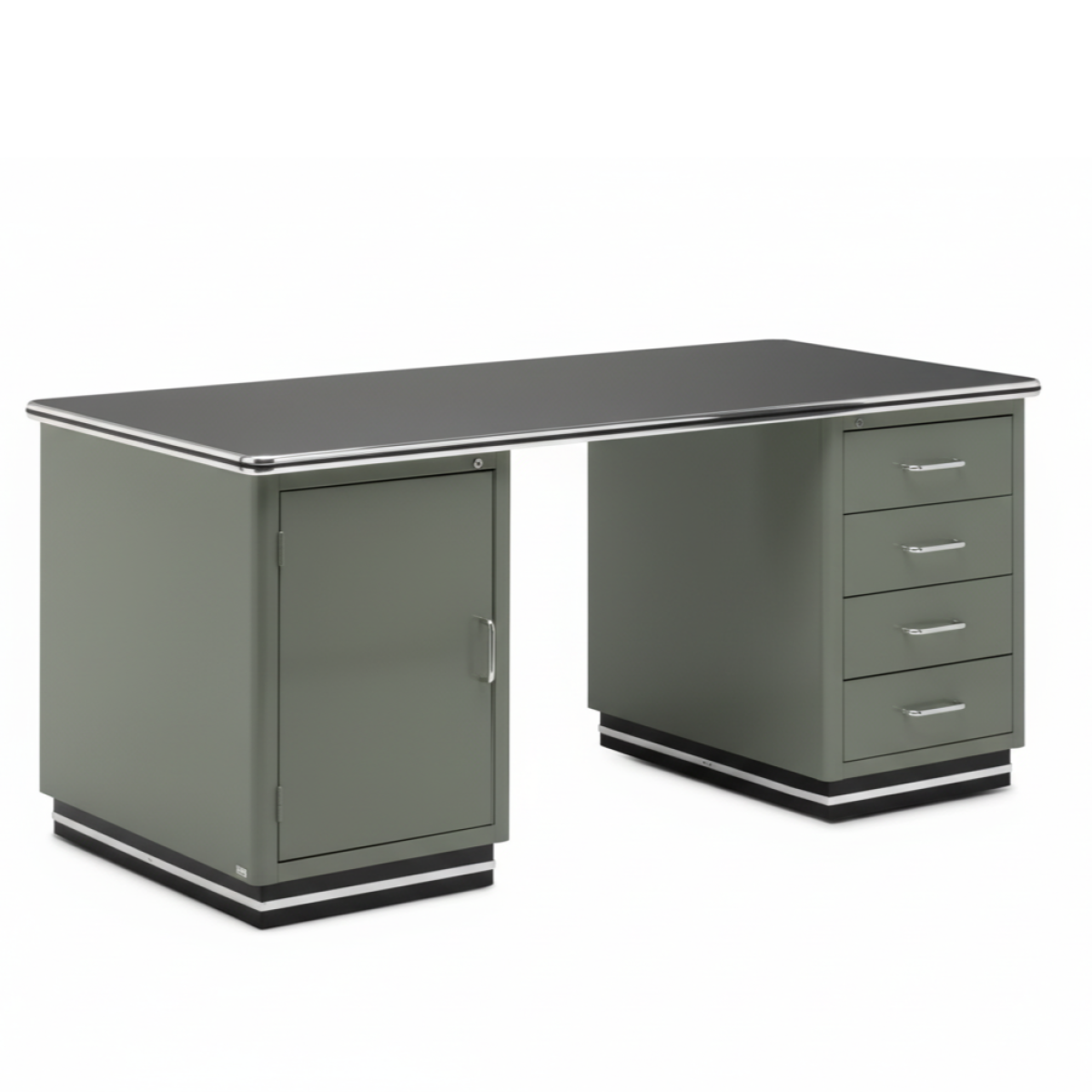 müller möbelfabrikation TB228-18 Schreibtisch in zemetgrau mit 2 Containern