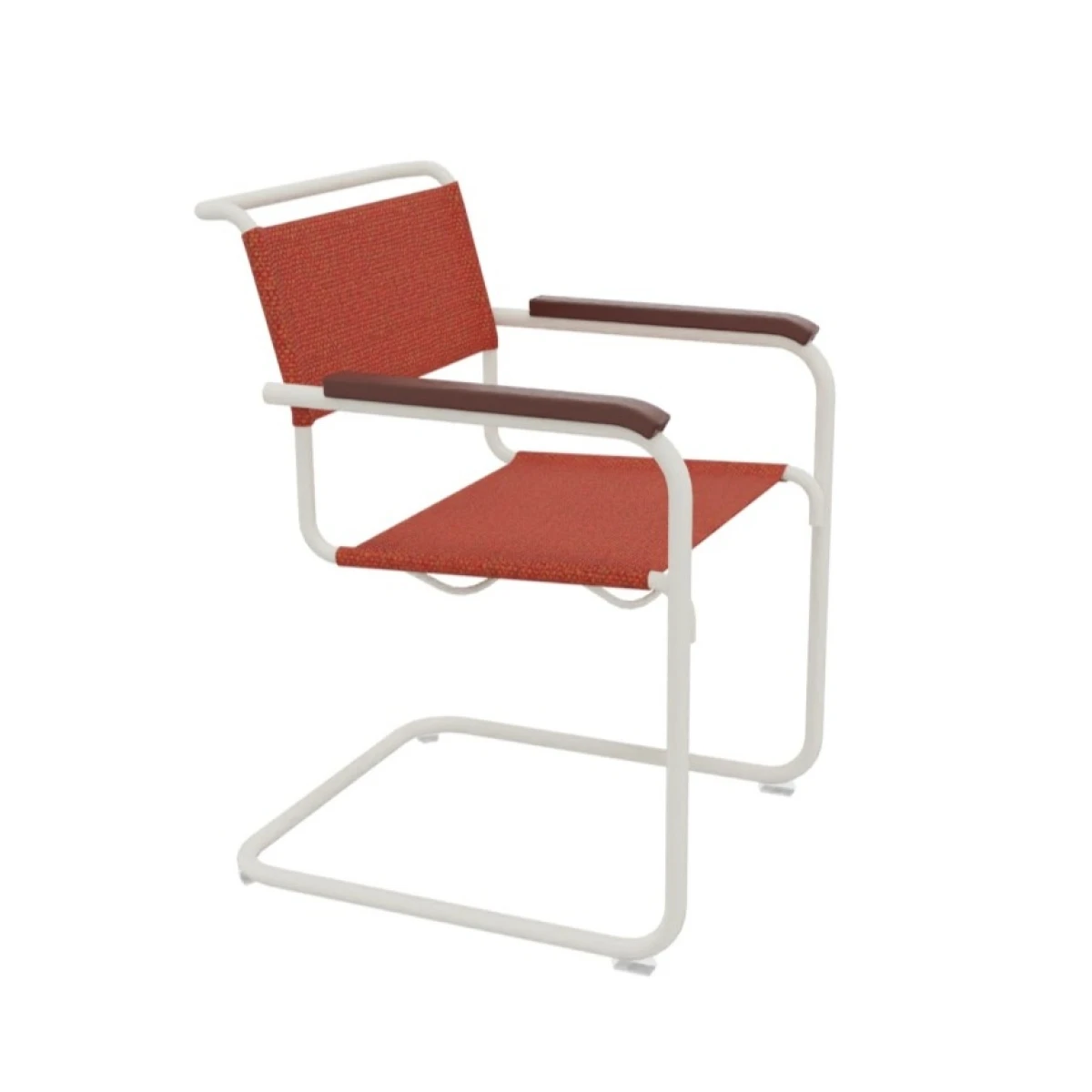 Thonet S 34 V Freischwinger Gestell perlweiß Stoff Leyton