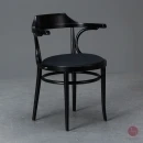 Thonet 233 P Bugholzstuhl in Schwarz mit Stoff Polster aufbereitet - gebraucht