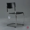 Thonet S43 Freischwinger schwarz gebeizt Stahlrohr verchromt